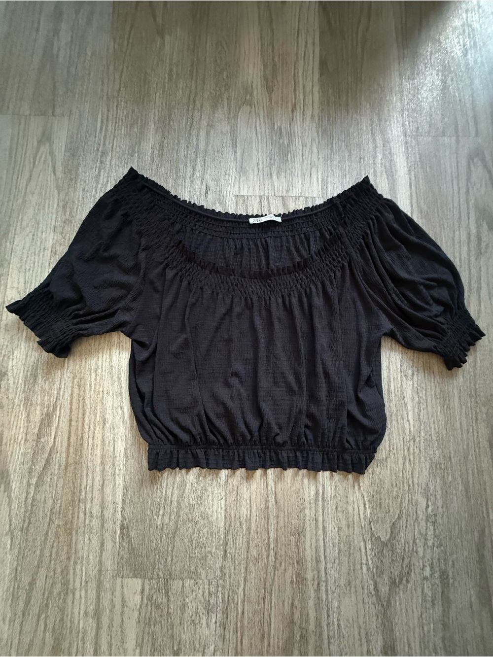 Zara Black Off-the-Shoulder Crop Top